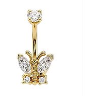 PININ Internally Threaded Gold Belly Button Piercing – Gold Titanium, Butterfly - Piercing