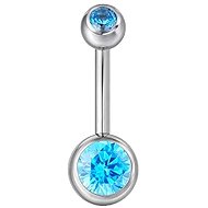 PININ Externally Threaded Polished Titanium Belly Bar – Silver with Blue Gem - Piercing
