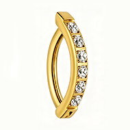 PININ Gold Titanium Belly Button Piercing, Curved (Banana) – 6 Stones, Gold - Piercing
