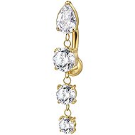 PININ Gold-Coloured Belly Bar with External Thread – Titanium Earring with 4 Gems - Piercing