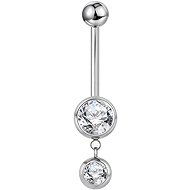 PININ Belly Button Piercing with External Thread, Polished – Titanium, 2 Stones - Piercing