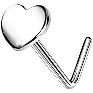 PININ L-Shaped Polished Nose Stud - Heart - Piercing