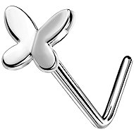 PININ L-Shaped Polished Nose Stud – Butterfly - Piercing