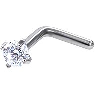 PININ L-Shaped Nose Ring, Polished – Titanium, Clear Stone - Piercing