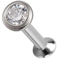 PININ Straight Nose Stud, Polished – Silver Titanium with Clear Gemstone - Piercing