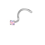 PININ Nose Ring with Screw, Polished – Silver Titanium with Rainbow Gem - Piercing