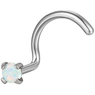 PININ S-Shaped Nose Piercing, Polished – Silver Titanium with Blue Gem - Piercing