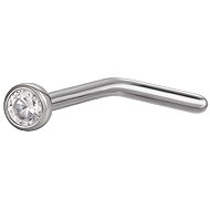 PININ L-Shaped Polished Nose Stud – Silver Titanium with Clear Gem - Piercing
