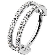 PININ Polished Segment Ring for Ear – Silver with Clear Stones - Piercing