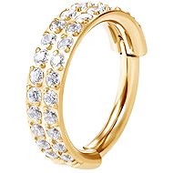 PININ Gold-Coloured Segment Ring for Ear Piercing with Two Rows of Gemstones - Piercing
