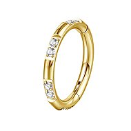PININ Gold Segment Ring for Ear – White Stones - Piercing