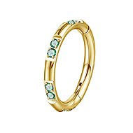 PININ Gold Segment Ring for Ear – Green Gems - Piercing