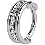 PININ Thicker Polished Ear Segment Ring with Gems - Piercing