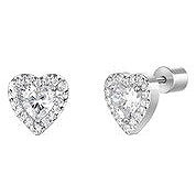 LUCA BARRA Hearts With White Zircons - Earrings