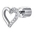 LUCA BARRA Mono Steel Earring With Heart And White Zirconia - Earrings