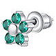 LUCA BARRA Single Steel Earring With Green Zircon Flower And Petals - Earrings