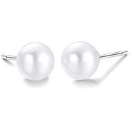 LUCA BARRA Steel Pearl Earrings 6 mm - Earrings