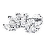 LUCA BARRA Steel Fan-Shaped Ear Piercing with White Zirconias - Piercing