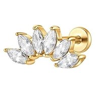 LUCA BARRA Ear Piercing in Gold-Coloured Steel with a Fan Design and White Zircons - Piercing