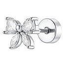 LUCA BARRA Steel Bow Ear Piercing with White Zirconia - Piercing