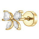 LUCA BARRA Ear Piercing in Steel, Bow Shape with White Zircons, Gold Colour - Piercing