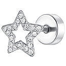 LUCA BARRA Steel Ear Piercing, Star Shape with White Zirconias - Piercing
