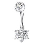 LUCA BARRA Steel Navel Piercing with Star-Cut White Zircons - Piercing