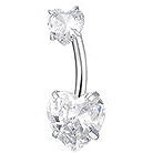 LUCA BARRA Steel Navel Piercing with a Heart-Cut White Zircon - Piercing