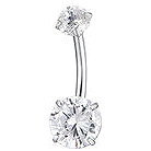 LUCA BARRA Steel Navel Piercing With White Zircons - Piercing