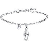 LUCA BARRA Steel Bracelet with a Musical Note and White Zircon - Bracelet