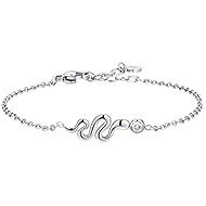 LUCA BARRA Steel Bracelet With Snake And White Crystal - Bracelet