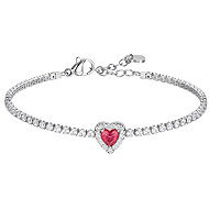 LUCA BARRA Steel Tennis Bracelet With Heart With Red And White Zircons - Karkötő