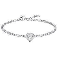 LUCA BARRA Tennis Bracelet In Steel With Heart With White Zircons - Karkötő