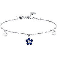 LUCA BARRA Steel Bracelet With Flower Pendant And Blue Zircon Petals - Bracelet