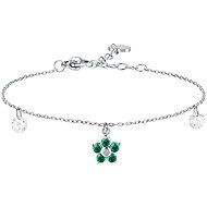 LUCA BARRA Steel Bracelet With Flower Pendant And Green Zircon Petals - Bracelet