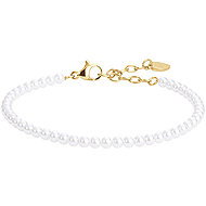 LUCA BARRA Gold-Coloured Steel Bracelet with White Pearls - Bracelet