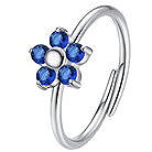 LUCA BARRA Ring with Flower and Blue Zircons - Ring