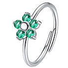 LUCA BARRA Ring With Flower And Green Zirconia - Ring