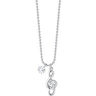LUCA BARRA Steel Necklace with Music Note and White Zirconia - Necklace