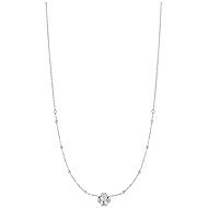 LUCA BARRA Steel Necklace with Four-Leaf Clover and White Zirconia Accent Stones - Necklace