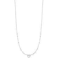 LUCA BARRA Steel Necklace With Heart And Points Of Light In White Zirconia - Necklace