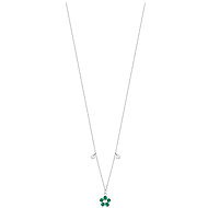 LUCA BARRA Steel Necklace with Flower Pendant with Green Zircon Petals - Necklace