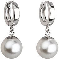 Biela náušnica perla dekorovaná krištáľmi Swarovski 31151.1 (925/1000, 4 g) - Náušnice
