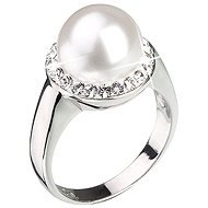 Prsteň zdobený kryštálmi Swarovski Biela perla 35021.1 (925/1000; 5,7 g) veľ. 52 - Prsteň