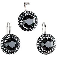 Hematite rivole decorated with Swarovski crystals (925/1000, 7.6 g) - Jewellery Gift Set