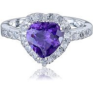 Silver ring, zircon heart, size 64 (925/1000, 4.2 g), white + purple - Ring