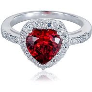 Silver ring, zircon heart, size 66 (925/1000, 4.2g), white + red - Ring