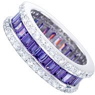 Silver ring, fidelity zircon (925/1000, 5,4-7 g), white + purple - Ring