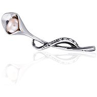 Brooch silver, pearl, flower (kala) (925/1000, 2g), pink - Brooch