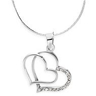 JSB Bijoux Double Heart with Swarovski® Crystal Stones (White) - Necklace